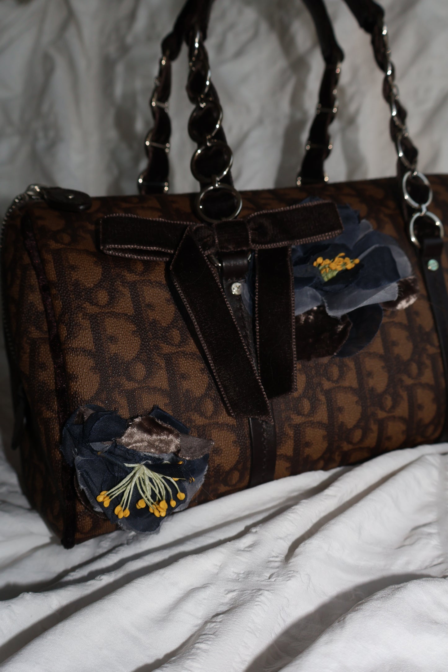 Dior vintage trotter bag with flowers and bows