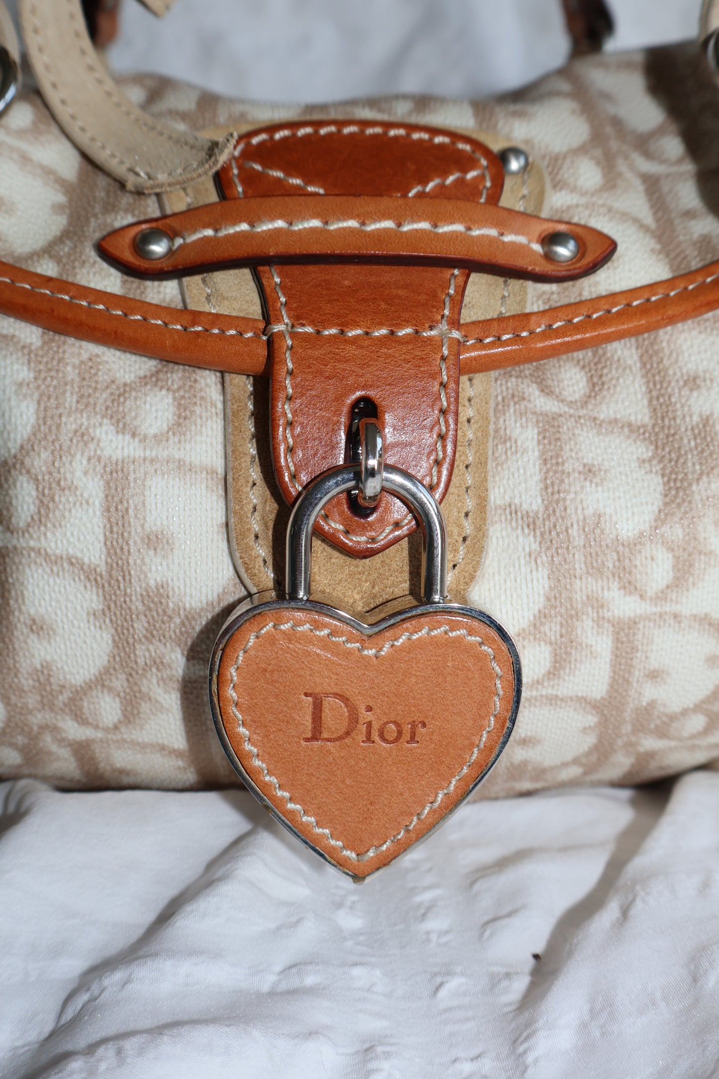 CHRISTIAN DIOR BEIGE ROMANTIQUE OBLIQUE MINI BAG