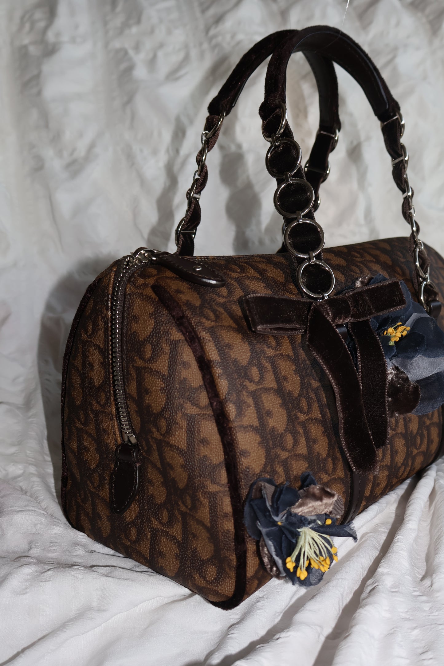 Dior vintage trotter bag with flowers and bows