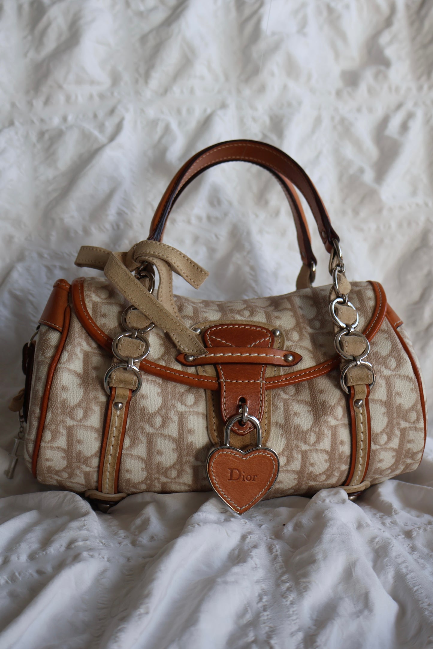 CHRISTIAN DIOR BEIGE ROMANTIQUE OBLIQUE MINI BAG